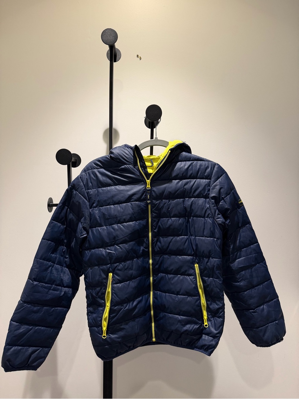 Hawke & Co Navy Puffer Jacket with Yellow Trim - Kids